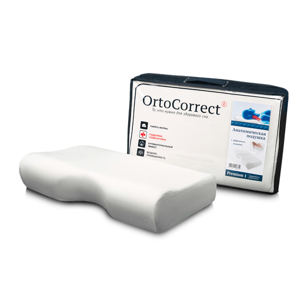 Подушка ортопедическая с эффектом памяти Premium 1 Ortocorrect