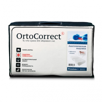 Подушка ортопедическая с эффектом памяти Premium 1 Ortocorrect
